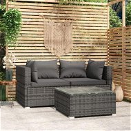 Detailed information about the product 3 Piece Garden Lounge Set with Cushions Grey Poly Rattan