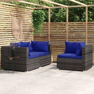 Detailed information about the product 3 Piece Garden Lounge Set With Cushions Grey Poly Rattan