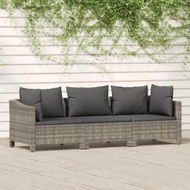 Detailed information about the product 3 Piece Garden Lounge Set with Cushions Grey Poly Rattan