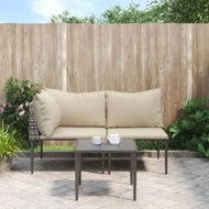 Detailed information about the product 3 Piece Garden Lounge Set with Cushions Grey Poly Rattan