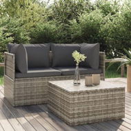 Detailed information about the product 3 Piece Garden Lounge Set With Cushions Grey Poly Rattan