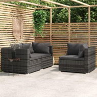 Detailed information about the product 3 Piece Garden Lounge Set With Cushions Grey Poly Rattan