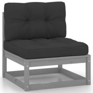 Detailed information about the product 3 Piece Garden Lounge Set With Cushions Grey Solid Pinewood