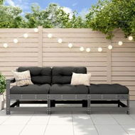 Detailed information about the product 3 Piece Garden Lounge Set with Cushions Grey Solid Wood