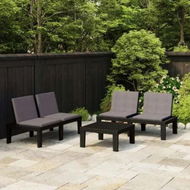 Detailed information about the product 3 Piece Garden Lounge Set with Cushions Plastic Grey