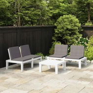 Detailed information about the product 3 Piece Garden Lounge Set with Cushions Plastic White