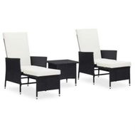 Detailed information about the product 3 Piece Garden Lounge Set with Cushions Poly Rattan Black