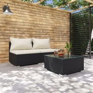 Detailed information about the product 3 Piece Garden Lounge Set with Cushions Poly Rattan Black