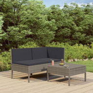 Detailed information about the product 3 Piece Garden Lounge Set With Cushions Poly Rattan Black