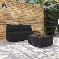 Detailed information about the product 3 Piece Garden Lounge Set with Cushions Poly Rattan Black