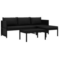 Detailed information about the product 3 Piece Garden Lounge Set With Cushions Poly Rattan Black