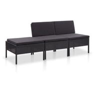 Detailed information about the product 3 Piece Garden Lounge Set With Cushions Poly Rattan Black