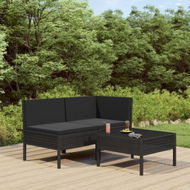 Detailed information about the product 3 Piece Garden Lounge Set With Cushions Poly Rattan Black