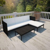 Detailed information about the product 3 Piece Garden Lounge Set With Cushions Poly Rattan Black