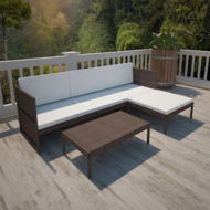 Detailed information about the product 3 Piece Garden Lounge Set With Cushions Poly Rattan Brown