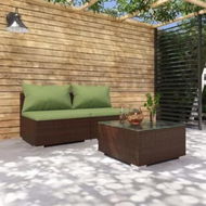 Detailed information about the product 3 Piece Garden Lounge Set with Cushions Poly Rattan Brown