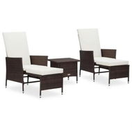 Detailed information about the product 3 Piece Garden Lounge Set with Cushions Poly Rattan Brown