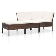 Detailed information about the product 3 Piece Garden Lounge Set With Cushions Poly Rattan Brown