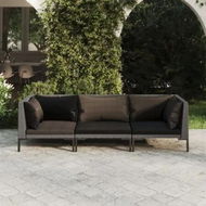 Detailed information about the product 3 Piece Garden Lounge Set with Cushions Poly Rattan Dark Grey