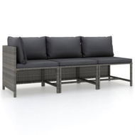 Detailed information about the product 3 Piece Garden Lounge Set With Cushions Poly Rattan Grey