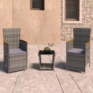 Detailed information about the product 3 Piece Garden Lounge Set with Cushions Poly Rattan Grey