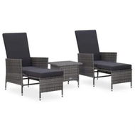 Detailed information about the product 3 Piece Garden Lounge Set with Cushions Poly Rattan Grey