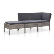 Detailed information about the product 3 Piece Garden Lounge Set With Cushions Poly Rattan Grey