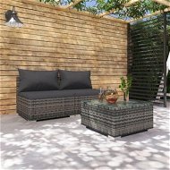 Detailed information about the product 3 Piece Garden Lounge Set with Cushions Poly Rattan Grey