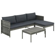 Detailed information about the product 3 Piece Garden Lounge Set With Cushions Poly Rattan Grey