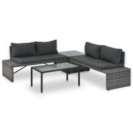 Detailed information about the product 3 Piece Garden Lounge Set With Cushions Poly Rattan Grey