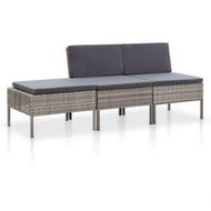 Detailed information about the product 3 Piece Garden Lounge Set With Cushions Poly Rattan Grey