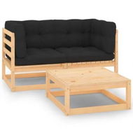 Detailed information about the product 3 Piece Garden Lounge Set with Cushions Solid Pinewood