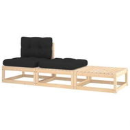 Detailed information about the product 3 Piece Garden Lounge Set With Cushions Solid Pinewood