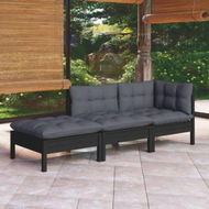 Detailed information about the product 3 Piece Garden Lounge Set With Cushions Solid Wood Pine