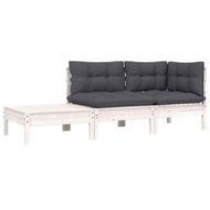 Detailed information about the product 3 Piece Garden Lounge Set With Cushions White Solid Pinewood