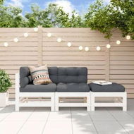 Detailed information about the product 3 Piece Garden Lounge Set with Cushions White Solid Wood