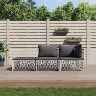 Detailed information about the product 3 Piece Garden Lounge Set with Cushions White Steel