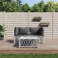 Detailed information about the product 3 Piece Garden Lounge Set with Cushions White Steel