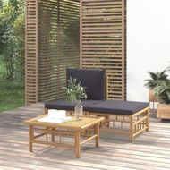 Detailed information about the product 3 Piece Garden Lounge Set With Dark Grey Cushions Bamboo