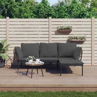 Detailed information about the product 3 Piece Garden Lounge Set with Dark Grey Cushions Poly Rattan