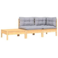 Detailed information about the product 3 Piece Garden Lounge Set With Grey Cushions Solid Pinewood