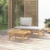 Detailed information about the product 3 Piece Garden Lounge Set with Light Grey Cushions Bamboo