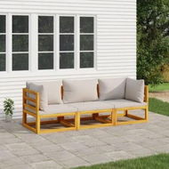 Detailed information about the product 3 Piece Garden Lounge Set with Light Grey Cushions Solid Wood