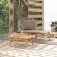 Detailed information about the product 3 Piece Garden Lounge Set With Taupe Cushions Bamboo