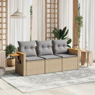 Detailed information about the product 3 Piece Garden Sofa Set with Cushions Beige Poly Rattan