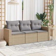 Detailed information about the product 3 Piece Garden Sofa Set with Cushions Beige Poly Rattan