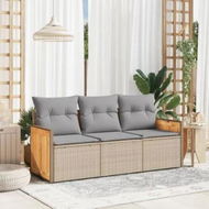 Detailed information about the product 3 Piece Garden Sofa Set with Cushions Beige Poly Rattan