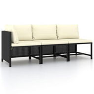 Detailed information about the product 3 Piece Garden Sofa Set With Cushions Black Poly Rattan