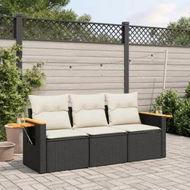 Detailed information about the product 3 Piece Garden Sofa Set with Cushions Black Poly Rattan