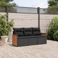 Detailed information about the product 3 Piece Garden Sofa Set with Cushions Black Poly Rattan